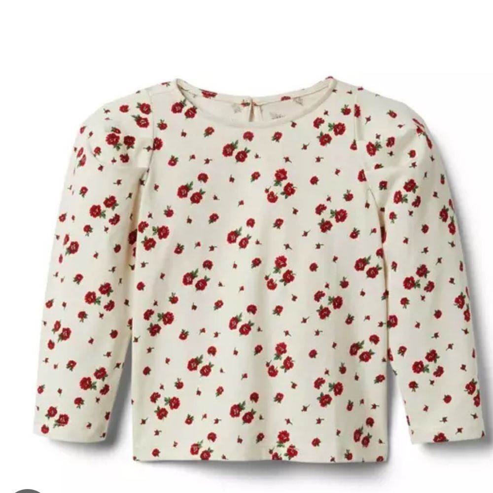 [janie & jack] BNWOT puff sleeve rose long sleeve shirt.